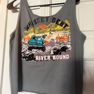 Gray Tank Top with Vibrant Desert Graphic